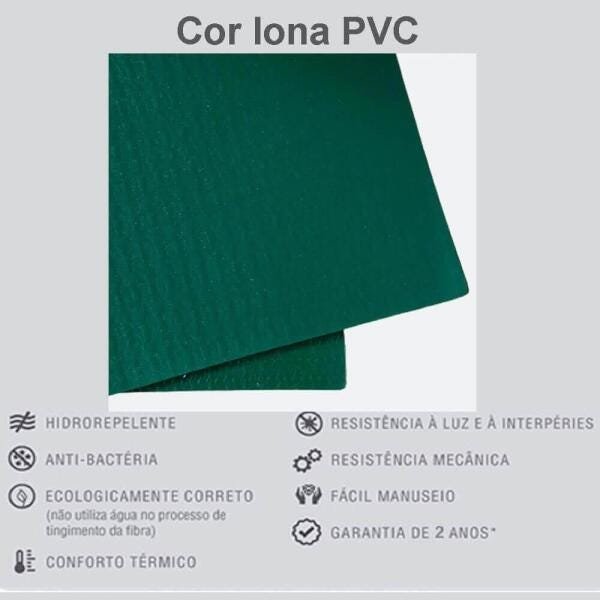 Toldo Articulado - 4,00m x 2,00m - Lona PVC Verde Amazonas - 3