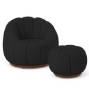 Ver imagem 1 de Poltrona Decoratica Orgânica Fixa com Puff Nuvem Veludo Preto - Loja Sheep