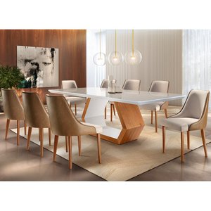 Sala de Jantar Ane 220CM 8 Cadeiras Esmeralda Moderna