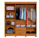 Ver imagem 2 de Guarda Roupa Casal com Espelho 6 Portas 2 Gavetas com Pés 170cm Copacabana Cinamomo - Benetil