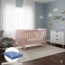 Ver imagem 1 de Berço Americano Evolution Multifuncional 4 em 1 com Colchão - Reller - Rosa Fosco