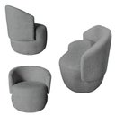 Ver imagem 2 de Kit Namoradeira + 2 Poltronas Decorativa Beatriz Orgânica Linho Cinza