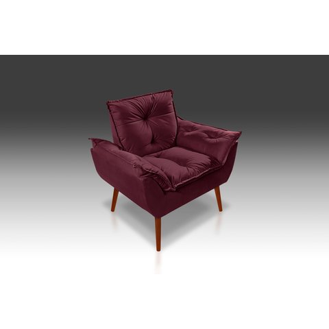 Poltrona Decorativa Opala Suede Bordô - Pandora Decor