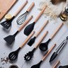 Kit Utensílios de Cozinha Jogo Completo 19 Peças Faqueiro Jogo Silicone Cor:preto - 7