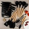 Kit Utensílios de Cozinha Jogo Completo 19 Peças Faqueiro Jogo Silicone Cor:preto - 4