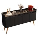 Ver imagem 2 de Aparador Buffet Sala 4 Portas Gold Preto/Preto Granito - Rede Móveis