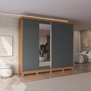 Ver imagem 6 de Guarda-Roupa 2 Portas de Correr e 4 Gavetas com Espelhos e Pés Dormitorio Bigger Lo Cinza/Canela/Grafite