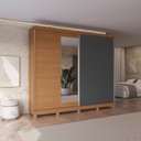 Ver imagem 1 de Guarda-Roupa 2 Portas de Correr e 4 Gavetas com Espelhos e Pés Dormitorio Bigger Lo Cinza/Canela/Grafite