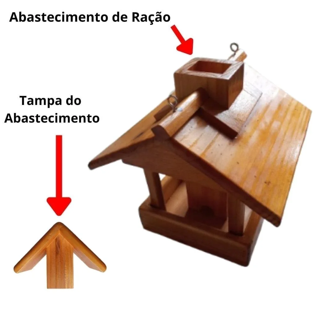 Ver imagem 2 de Comedouro Tratador Automatico Casinha de Passarinho Madeira