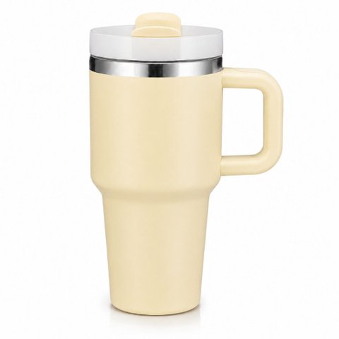 Copo Térmico MS943 600ml Aço Inox com Tampa Emborrachada:Creme
