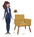 Ver imagem 3 de Kit 2 Poltronas Decorativa Camila Couro Amarelo Pés Madeira Ms Decor
