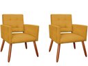 Ver imagem 1 de Kit 2 Poltronas Decorativa Camila Couro Amarelo Pés Madeira Ms Decor