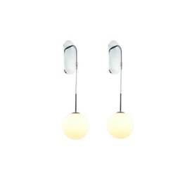 2 Arandela Bola De Vidro Branco Cromada Prata Pendulo Cabeceira Zan44 - 1