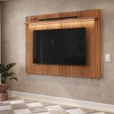 Ver imagem 3 de Painel Évora com Bancada Suspensa Atlas para TV até 75 Polegadas com LED Jequitibá Ripado/Off White