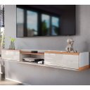 Ver imagem 4 de Painel Évora com Bancada Suspensa Atlas para TV até 75 Polegadas com LED Jequitibá Ripado/Off White