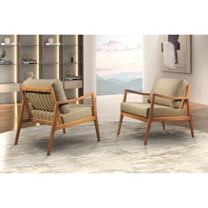 Poltrona Decorativa Linho Bege Medio Isis