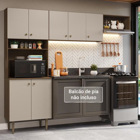 Armário de Cozinha Compacta 235cm Rustic/crema Gourmet Madesa Xa03