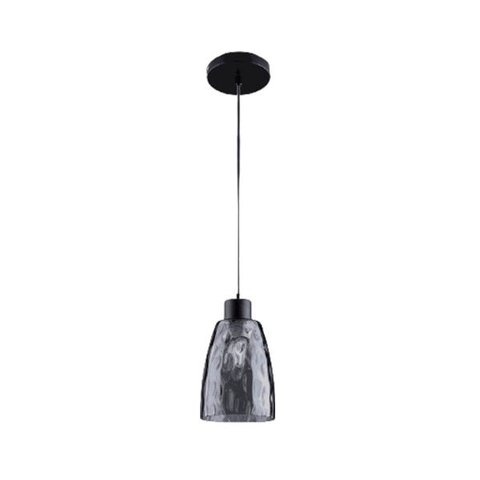 Pendente De Vidro Fume Cupula Preto De Cozinha E27 Zan49