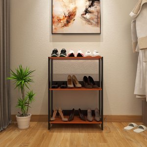 Sapateira para Hall de Entrada ou Quarto com Sapatas Plásticas Nos Pés - Preto com Nature