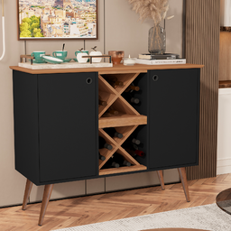 Buffet Aparador Cafe Adega Bar Elegance 2 Portas - Preto/nature - 1