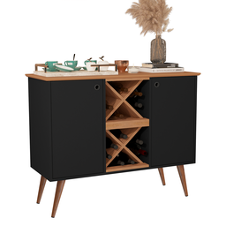 Buffet Aparador Cafe Adega Bar Elegance 2 Portas - Preto/nature - 2