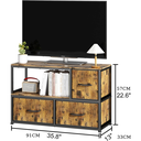 Ver imagem 3 de Rack Extensível para Tv com 3 Gavetas e Nichos 91 a 151cm Preto e Marrom Rústico