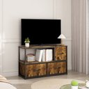Ver imagem 2 de Rack Extensível para Tv com 3 Gavetas e Nichos 91 a 151cm Preto e Marrom Rústico
