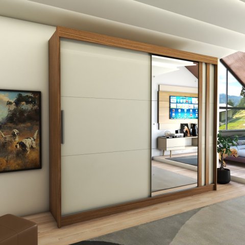 Guarda-roupa Casal Castle Rock 100% Mdf 2 Portas 4 Gavetas com Espelho - Panorama M