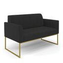 Ver imagem 1 de Sofá Namoradeira Base Industrial Dourado Marisa Veludo Preto D03 - D'Rossi