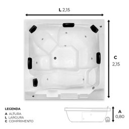 Spa Retangular Belmonte Combate com Hidro em Acrílico - 2.15x2.15x0.80 - 127v - 5