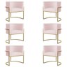Kit 6 Poltronas Decorativa Sala de Estar Luana Base Gold Suede Rosa Claro - Montanaris Decor Md Mont - 1