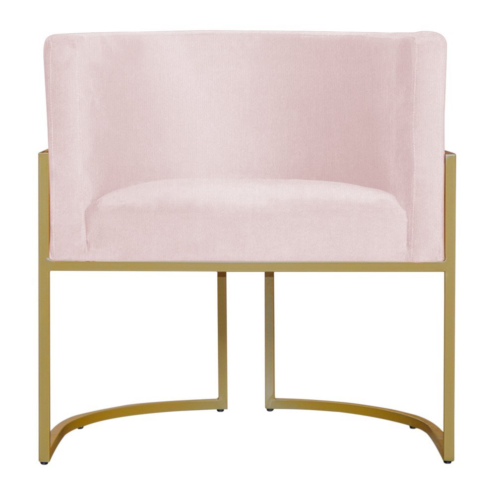 Kit 6 Poltronas Decorativa Sala de Estar Luana Base Gold Suede Rosa Claro - Montanaris Decor Md Mont - 2