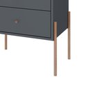 Ver imagem 3 de Mesa de Cabeceira Minimalista com Pés Finos de Ferro - Cinza Laca com Puxadores e Pés Rosé
