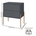 Ver imagem 4 de Mesa de Cabeceira Minimalista com Pés Finos de Ferro - Cinza Laca com Puxadores e Pés Rosé