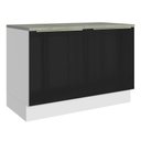 Ver imagem 1 de Balcão de Cozinha 120 cm 2 Portas Branco/Preto Lux Madesa