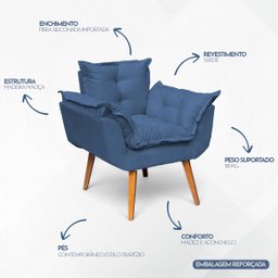 Poltrona Decorativa Reforçada para Sala Alice para Recepção Manicure Escritório Suede - 2