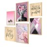 Kit 6 Quadros Decorativos Hall Entrada Moldura Caixa Pinus Frases Feminino Moderno Colorido - 1