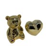 Conjunto decorativo urso dourado e coração 3D cerâmico - 1