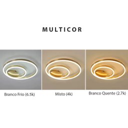 Lustre Paflon Sobrepor Orbita 2 Aneis Luxo 3 Tons Decoraçao Moderna Teto Enfeite Sala Estar Jantar C - 4