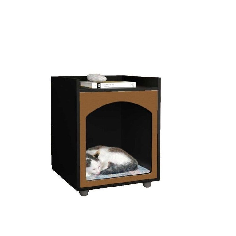 Mesa de Cabeceira Casinha de PET Ofertamo - Preto/Freijó