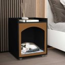 Ver imagem 2 de Mesa de Cabeceira Casinha de PET Ofertamo - Preto/Freijó