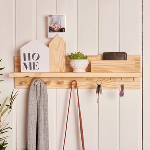 Cabideiro Organizador de Entrada com Porta Chaves e Prateleira Madeira Madeira - Casa 67