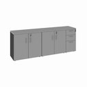 Ver imagem 2 de Armário Balcão 1,96m x 45cm Escritório e Home Office com 4 Portas 2 Gavetas e 1 Gavetão Fichá