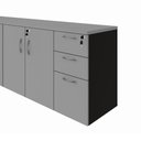 Ver imagem 5 de Armário Balcão 1,96m x 45cm Escritório e Home Office com 4 Portas 2 Gavetas e 1 Gavetão Fichá