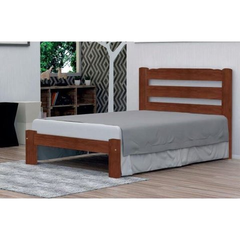 Cama de Casal Londres de Madeira Maciça Angelim Pedra/tauari - Cor Castanho