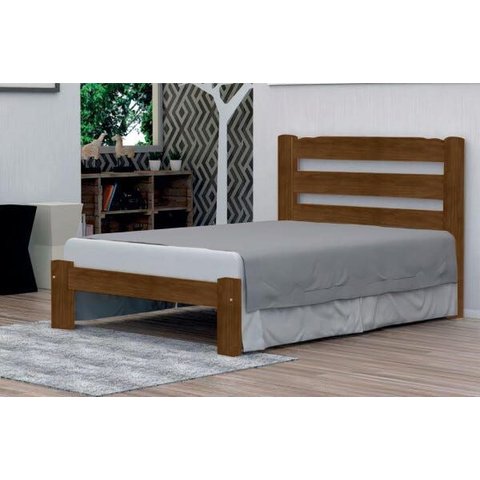 Cama de Casal Londres de Madeira Maciça Angelim Pedra/tauari - Cor Imbuia