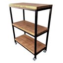 Ver imagem 4 de Carrinho Auxiliar / Aparador / Ilha para Cozinha Estilo Industrial - com 3 Prateleiras e 4 Rodízios