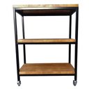 Ver imagem 2 de Carrinho Auxiliar / Aparador / Ilha para Cozinha Estilo Industrial - com 3 Prateleiras e 4 Rodízios