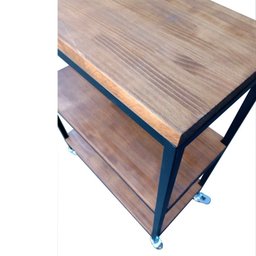 Carrinho Auxiliar / Aparador / Ilha para Cozinha Estilo Industrial - com 3 Prateleiras e 4 Rodízios - 7