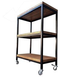 Carrinho Auxiliar / Aparador / Ilha para Cozinha Estilo Industrial - com 3 Prateleiras e 4 Rodízios - 3